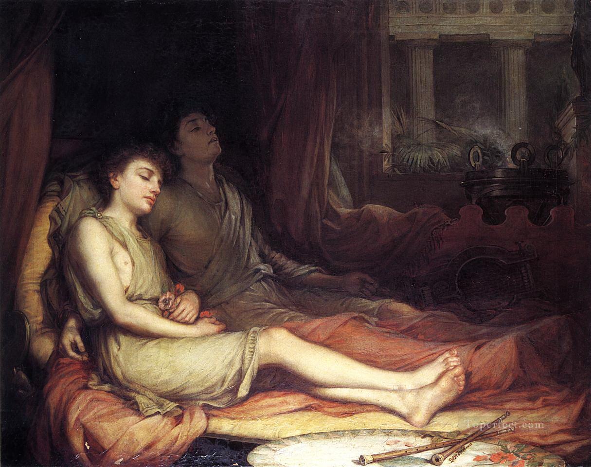 Sleep and his half brother death JW Greek female John William Waterhouse Oil Paintings